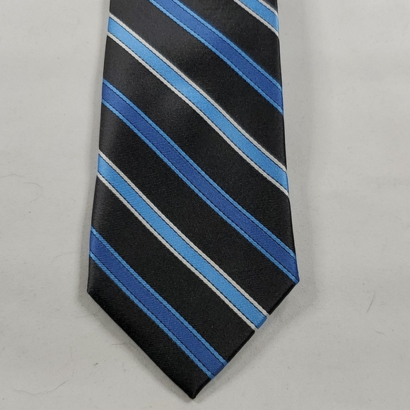 PIERRE CARDIN Blue & Black Striped Men's Tie - Picture 6 of 8